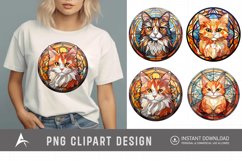 Watercolor Stained Glass Cat Clipart Product Image 1