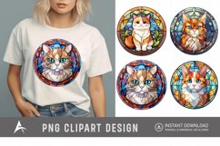Watercolor Stained Glass Cat Clipart Product Image 1
