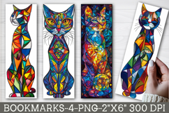 Stained Glass Cat Printable Bookmark Product Image 1