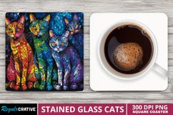 Stained Glass Cats Square Coaster Sublimation Product Image 1