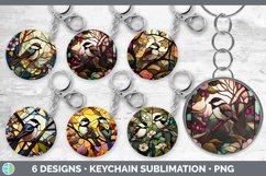Bundle of six Painted Glass Chickadees Keychain designs.