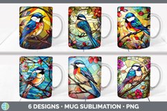 Bundle of six Painted Glass Chickadees Mug Wrap designs.