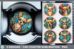 Bundle of six Painted Glass Chihuahuas Car Coaster designs.