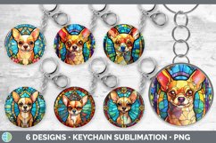 Bundle of six Painted Glass Chihuahuas Keychain designs.
