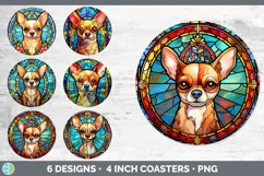 Bundle of six Painted Glass Chihuahuas Round Coaster designs.