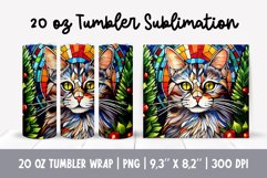 Stained Glass Christmas Tumbler Sublimation | 3d Cat Product Image 1
