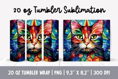 Stained Glass Christmas Tumbler Sublimation | 3d Cat Product Image 1