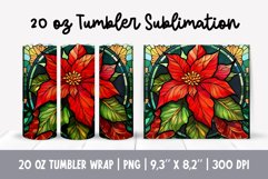 Stained Glass Christmas Tumbler Sublimation | 3d Poinsettia Product Image 1