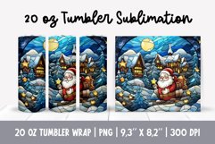 Stained Glass Christmas Tumbler Sublimation | Santa Product Image 1