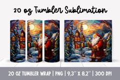 Stained Glass Christmas Tumbler Sublimation | Stained Santa Product Image 1