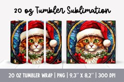 Stained Glass Christmas Tumbler Sublimation | 3d Cat Product Image 1
