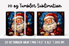 Stained Glass Christmas Tumbler Sublimation | Stained Santa Product Image 1