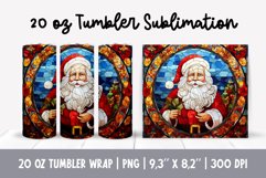 Stained Glass Christmas Tumbler Sublimation | Stained Santa Product Image 1