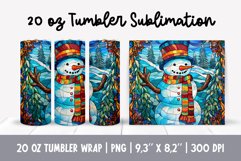 Stained Glass Christmas Tumbler Sublimation | Snowman Product Image 1