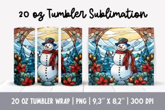 Stained Glass Christmas Tumbler Sublimation | Snowman Product Image 1