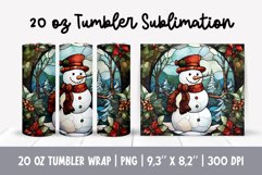 Stained Glass Christmas Tumbler Sublimation | Snowman Product Image 1