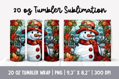 Stained Glass Christmas Tumbler Sublimation | Snowman Product Image 1