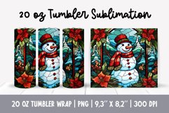 Stained Glass Christmas Tumbler Sublimation | Snowman Product Image 1