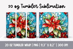 Stained Glass Christmas Tumbler Sublimation | 3d Poinsettia Product Image 1