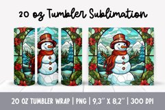 Stained Glass Christmas Tumbler Sublimation | Snowman Product Image 1