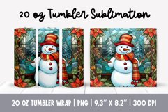 Stained Glass Christmas Tumbler Sublimation | Snowman Product Image 1