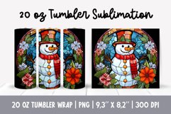 Stained Glass Christmas Tumbler Sublimation | Snowman Product Image 1