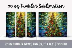 Stained Glass Christmas Tumbler Sublimation | Christmas Tree Product Image 1