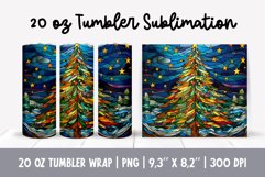 Stained Glass Christmas Tumbler Sublimation | Christmas Tree Product Image 1