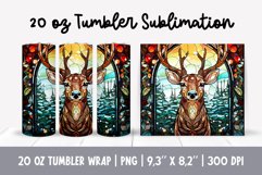 Stained Glass Christmas Tumbler Sublimation | Deer Product Image 1