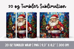 Stained Glass Christmas Tumbler Sublimation | Stained Santa Product Image 1