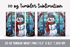 Stained Glass Christmas Tumbler Sublimation | Snowman Product Image 1