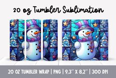 Stained Glass Christmas Tumbler Sublimation | Snowman Product Image 1