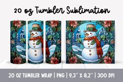 Stained Glass Christmas Tumbler Sublimation | Snowman Product Image 1