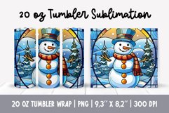 Stained Glass Christmas Tumbler Sublimation | Snowman Product Image 1