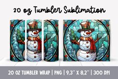 Stained Glass Christmas Tumbler Sublimation | Snowman Product Image 1