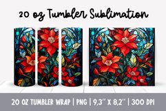 Stained Glass Christmas Tumbler Sublimation | Flowers Product Image 1