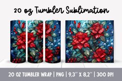 Stained Glass Christmas Tumbler Sublimation | Flowers Product Image 1