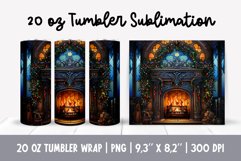 Stained Glass Christmas Tumbler Sublimation | fireplace Product Image 1