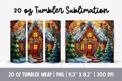 Stained Glass Christmas Tumbler Sublimation | gingerbread Product Image 1