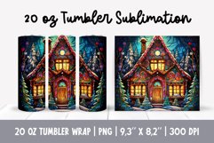 Stained Glass Christmas Tumbler Sublimation | gingerbread Product Image 1