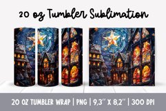 Stained Glass Christmas Tumbler Sublimation | starry night Product Image 1