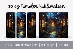 Stained Glass Christmas Tumbler Sublimation | starry night Product Image 1