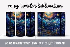 Stained Glass Christmas Tumbler Sublimation | starry night Product Image 1