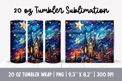 Stained Glass Christmas Tumbler Sublimation | starry night Product Image 1