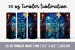Stained Glass Christmas Tumbler Sublimation | starry night Product Image 1