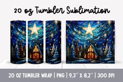Stained Glass Christmas Tumbler Sublimation | starry night Product Image 1