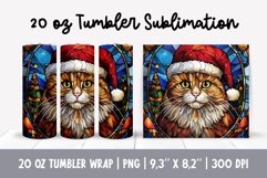 Stained Glass Christmas Tumbler Sublimation | 3d Cat Product Image 1