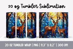 Stained Glass Christmas Tumbler Sublimation | Deer Product Image 1