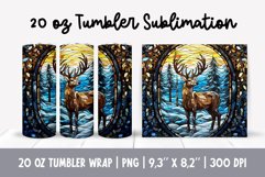 Stained Glass Christmas Tumbler Sublimation | Deer Product Image 1