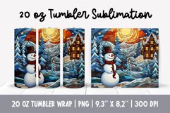 Stained Glass Christmas Tumbler Sublimation | Snowman Product Image 1